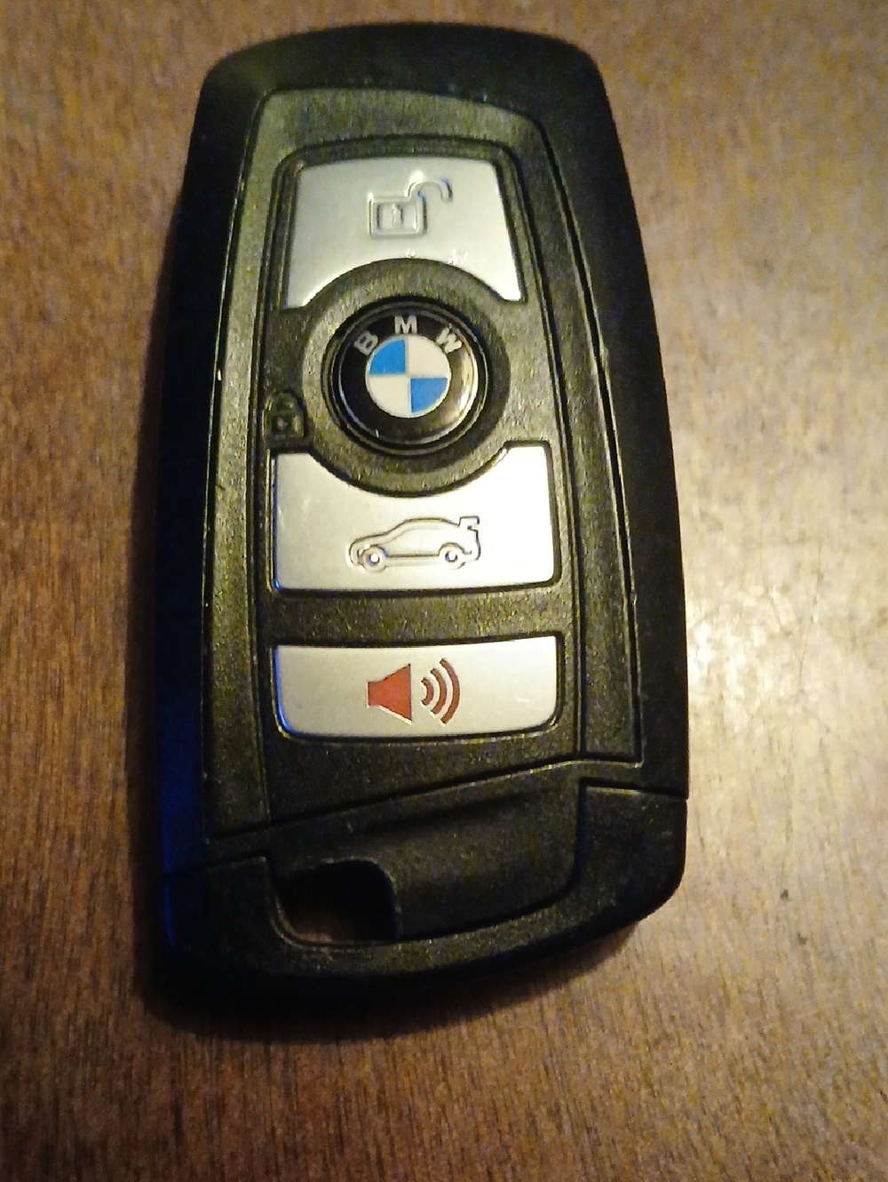 BMW Black Key Fob with Silver Buttons and Blue Logo
